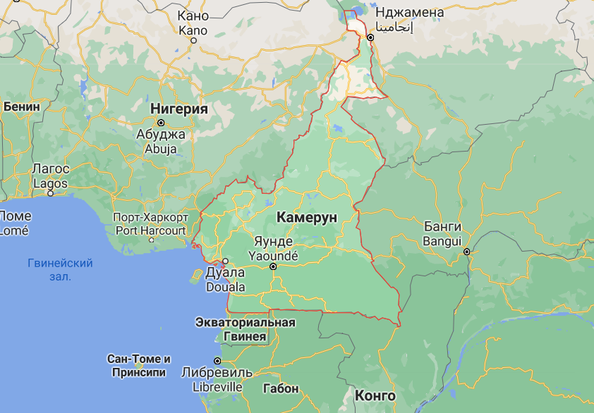 Камерун на карті світу.