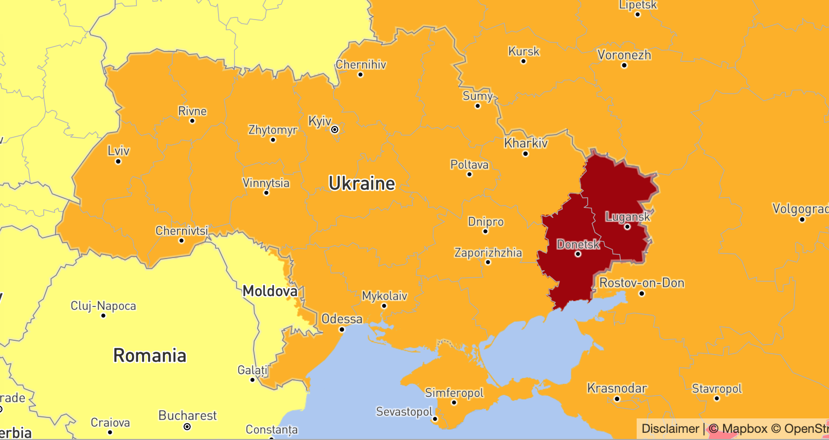 Рівень небезпеки для туристів в Україні.