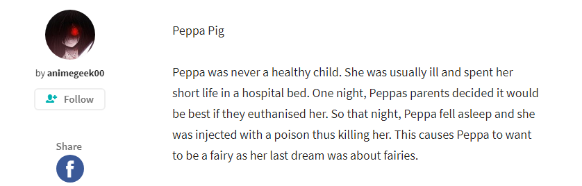 В інтернеті можна знайти альтернативну історію свинки Пеппи