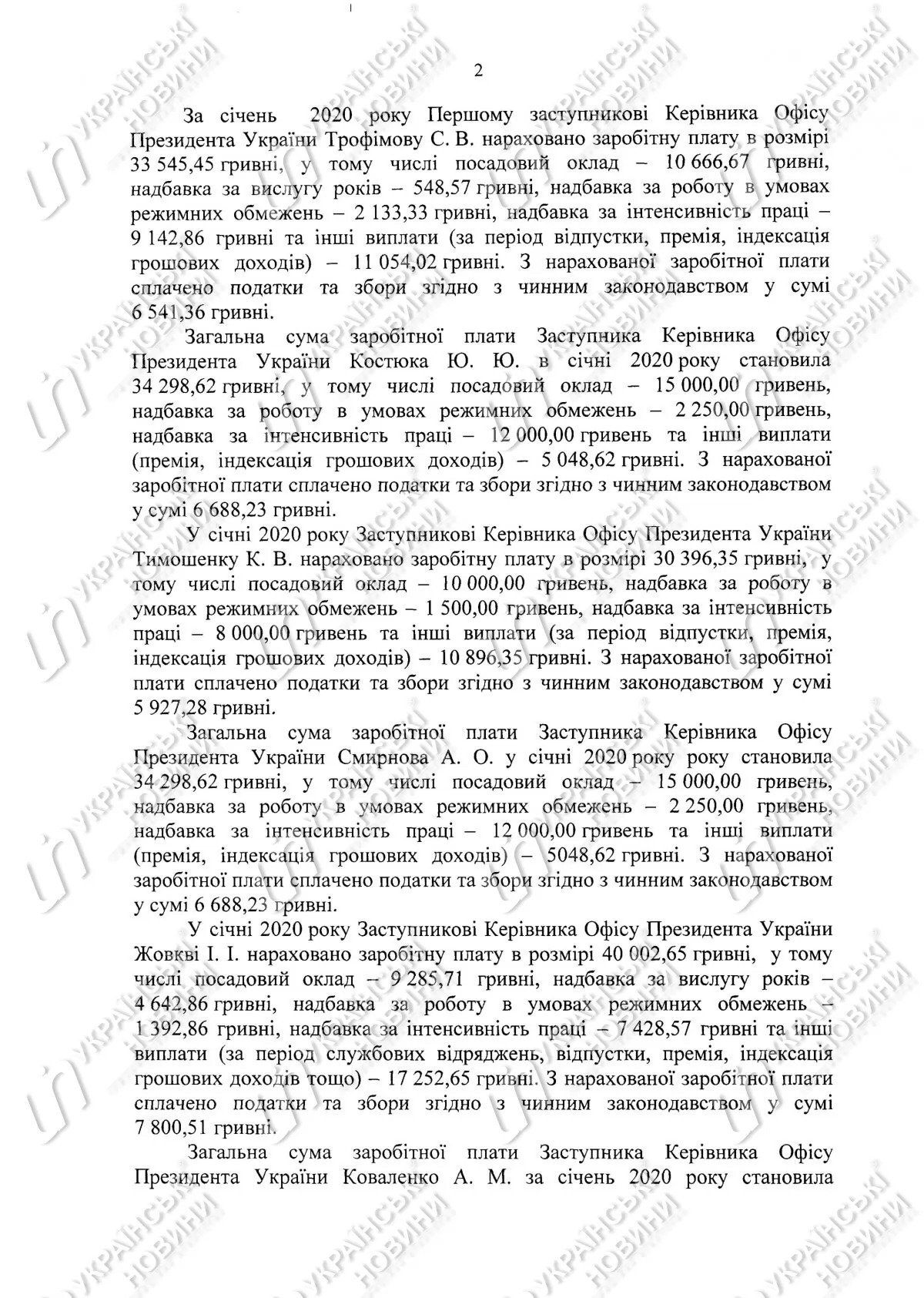 Зарплата пресс-секретаря президента Украины Юлии Мендель по итогам января 2020 года составила 52,5 тыс. гривен