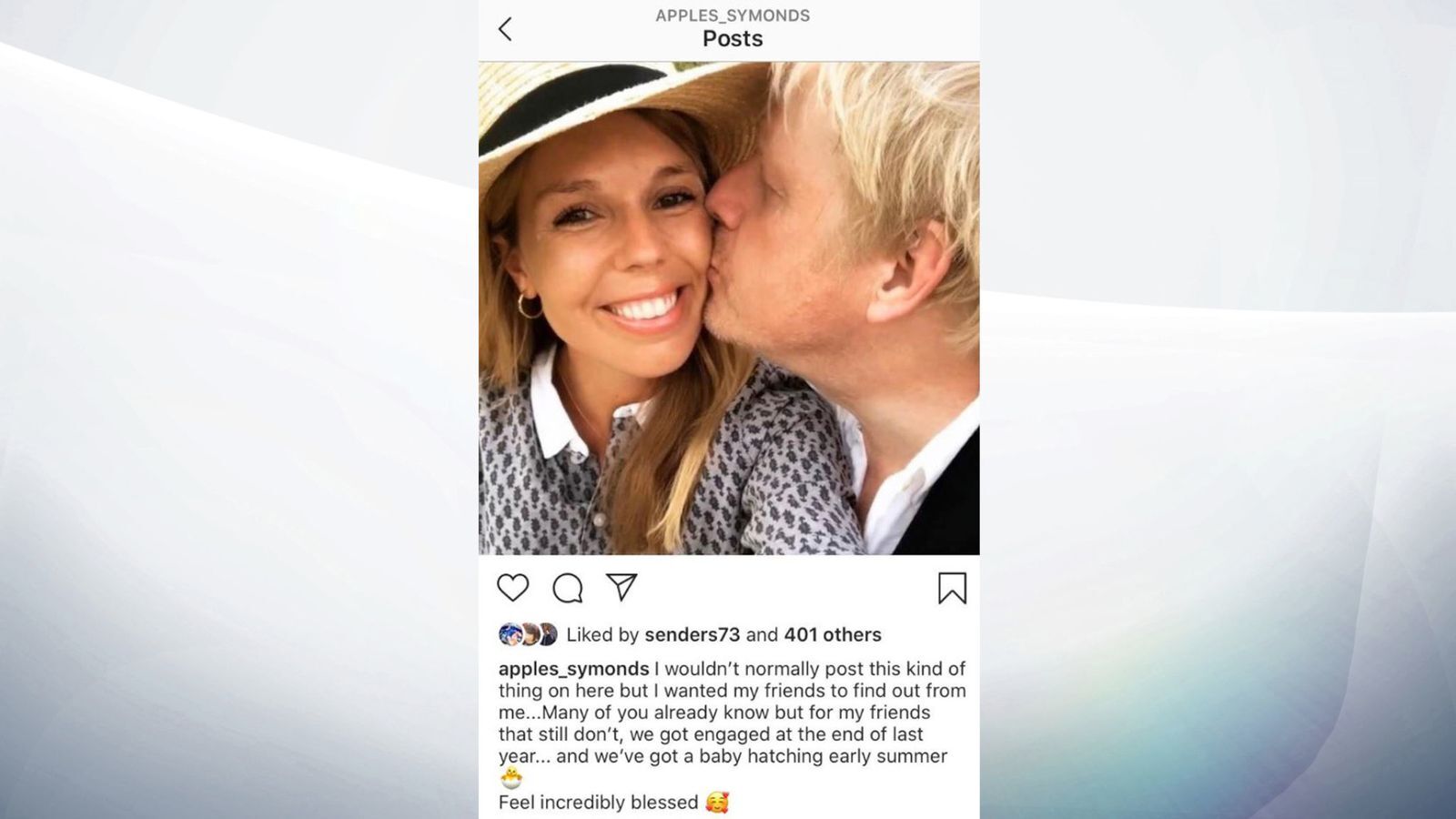 Пост Кэрри Саймондс в Instagram свидетельствует, что они обручились в конце прошлого года