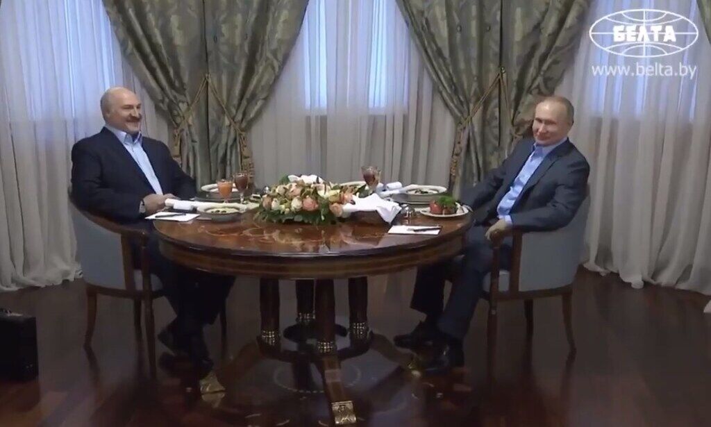 Володимир Путін і Олександр Лукашенко на обіді