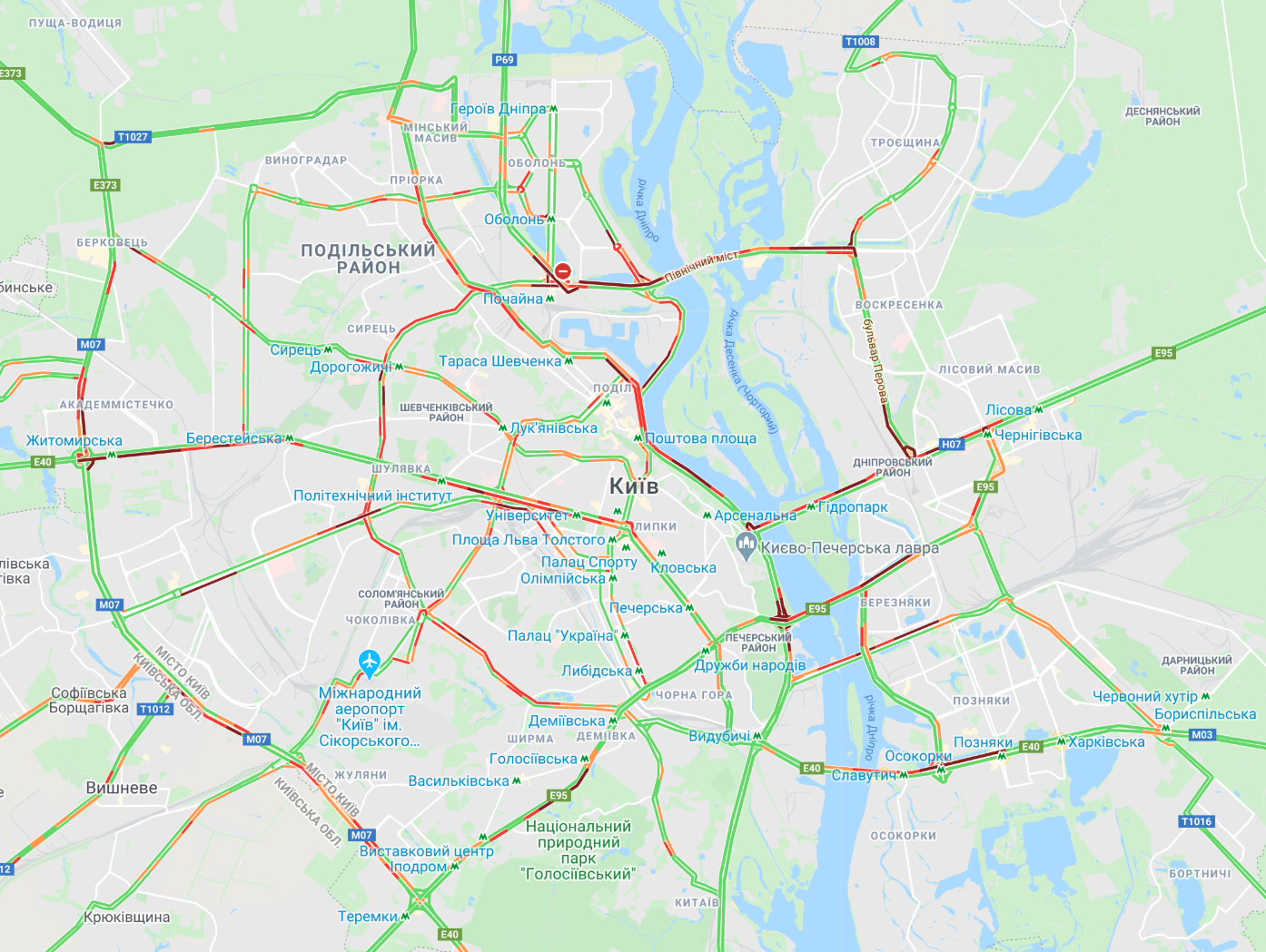 Пробки в Киеве по состоянию на 08:30 18 марта