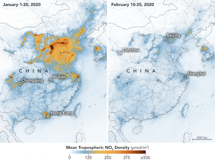 Концентрація діоксиду азоту над Китаєм