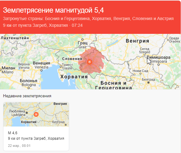 Хорватію сколихнув найсильніший за 140 років землетрус