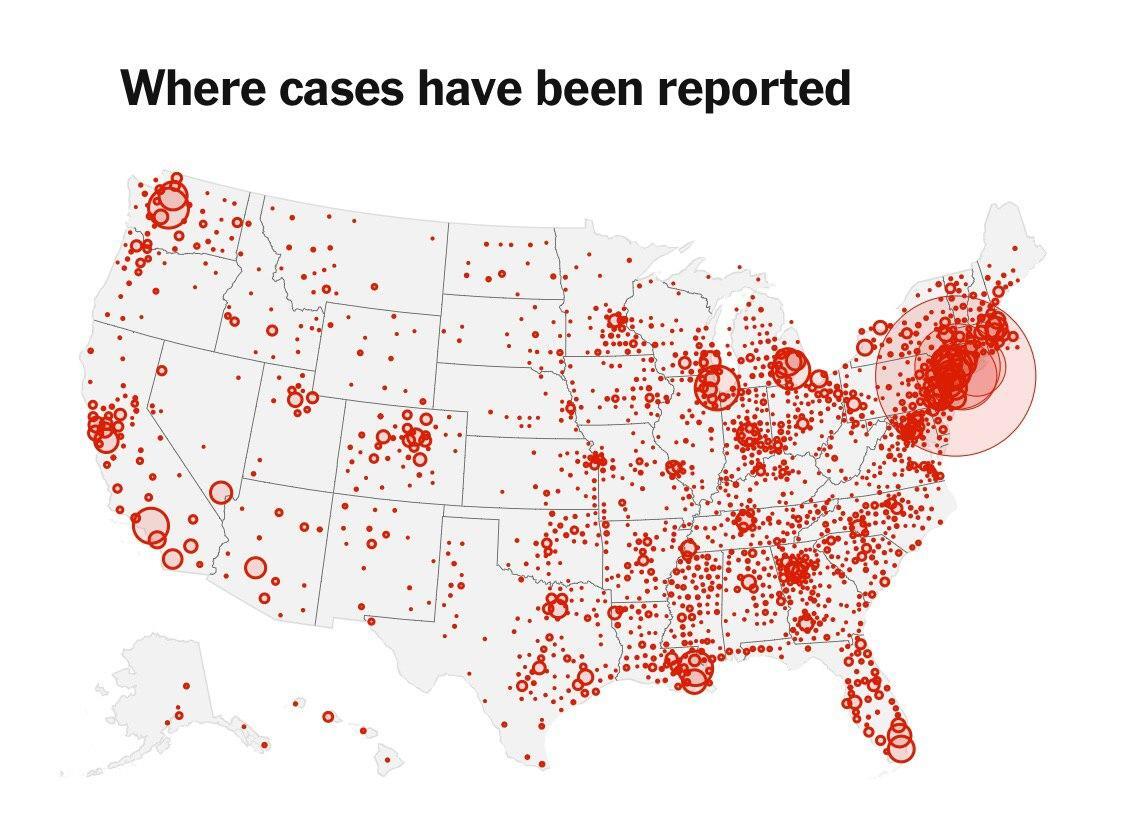 Карта распространения коронавируса в США