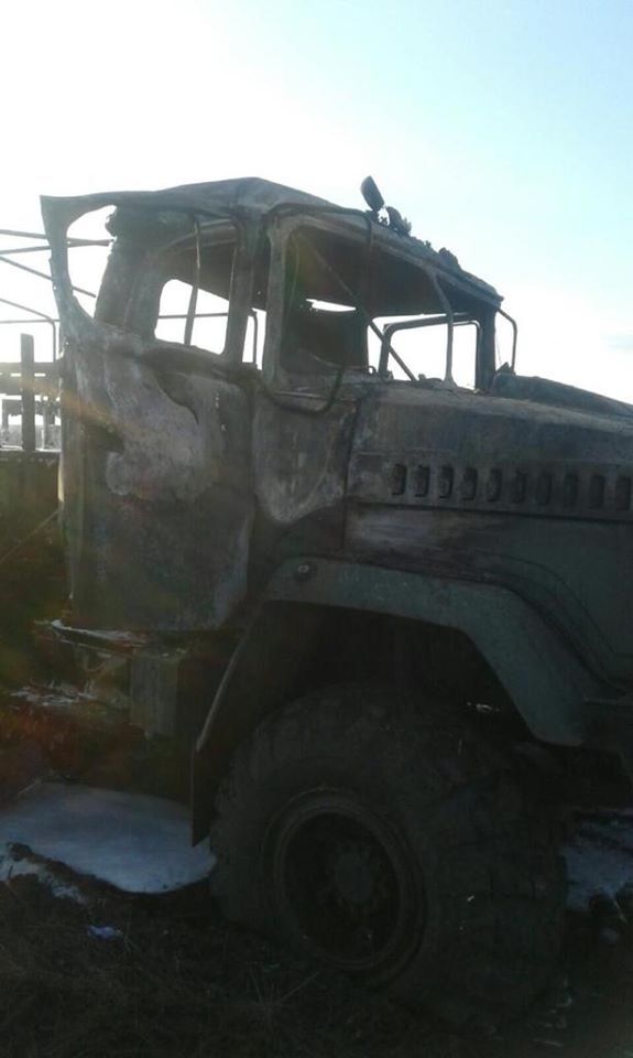 Уничтоженный украинский грузовик