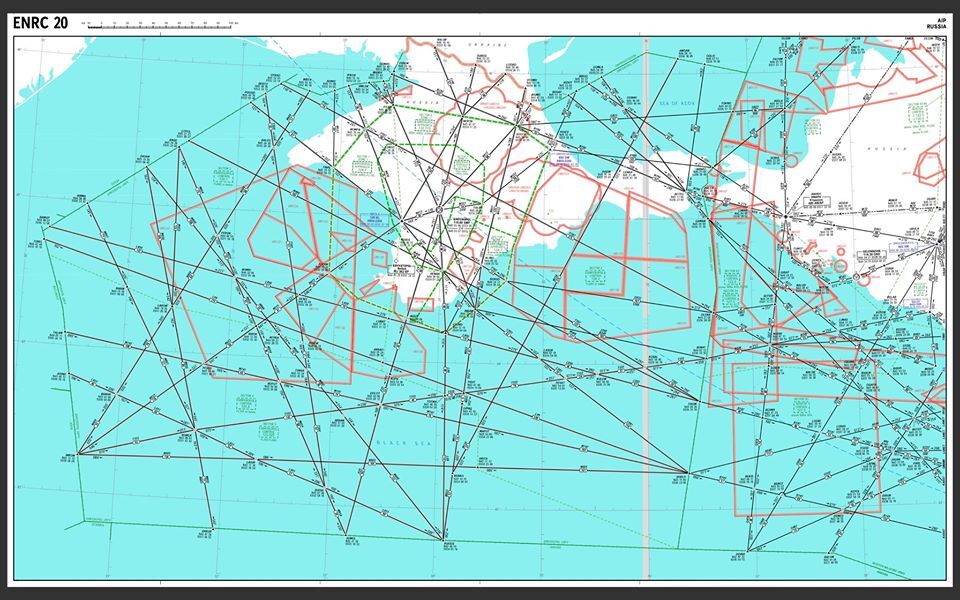 Российская воздушная карта, фиксирующая оккупированную площадь неба в Крыму