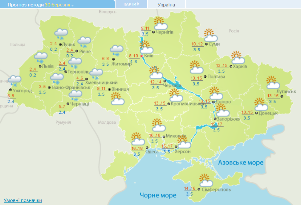 Погода в Украине