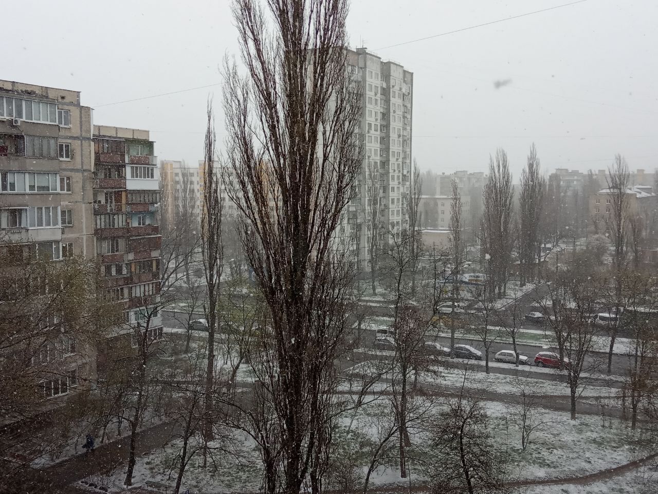 У Києві в останній день березня пішов сніг