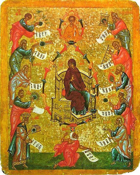 "Похвала Пресвятой Богородицы". Новгородская икона, XV век