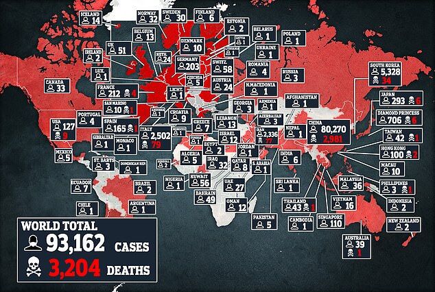 Детальная карта по странам, которые охватил смертельный вирус