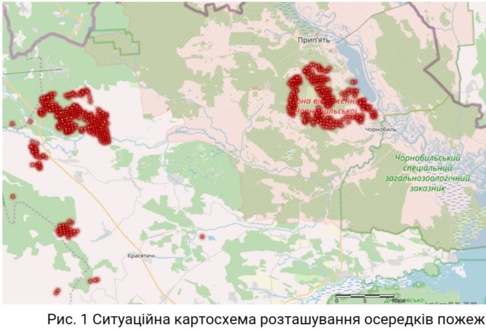 Дані про пожежі у Чорнобильській зоні відчуження