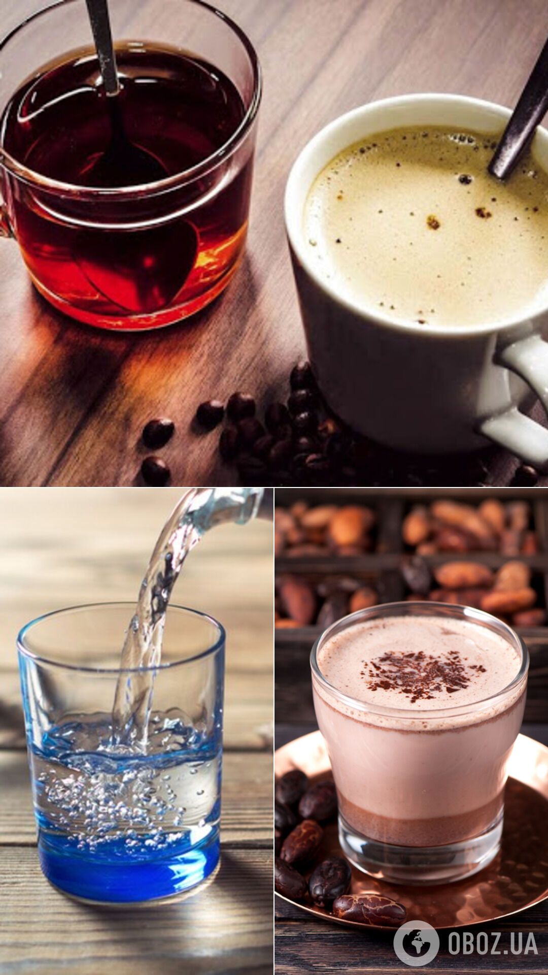 Вместо чая и кофе полезнее пить какао и обычную воду