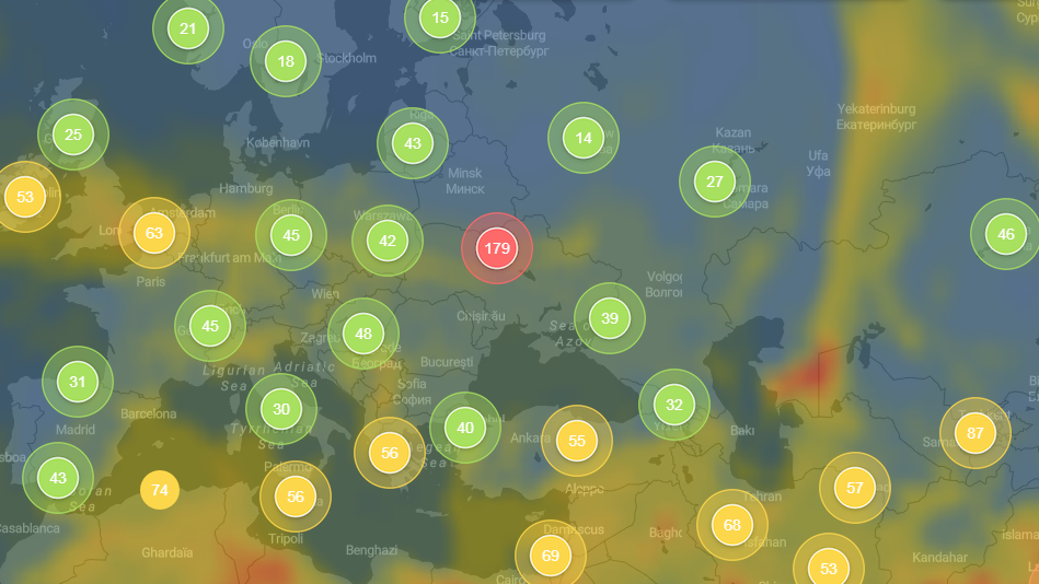 Київ опинився на першому місці в світі за забрудненням повітря: карта "отруєних" районів