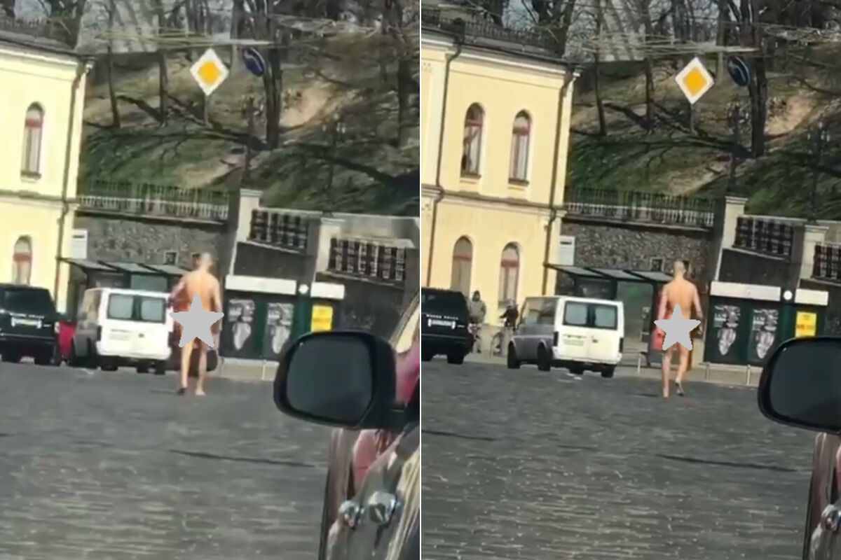Без маски: в центре Киеве голый мужчина попал на пикантное видео. 18+