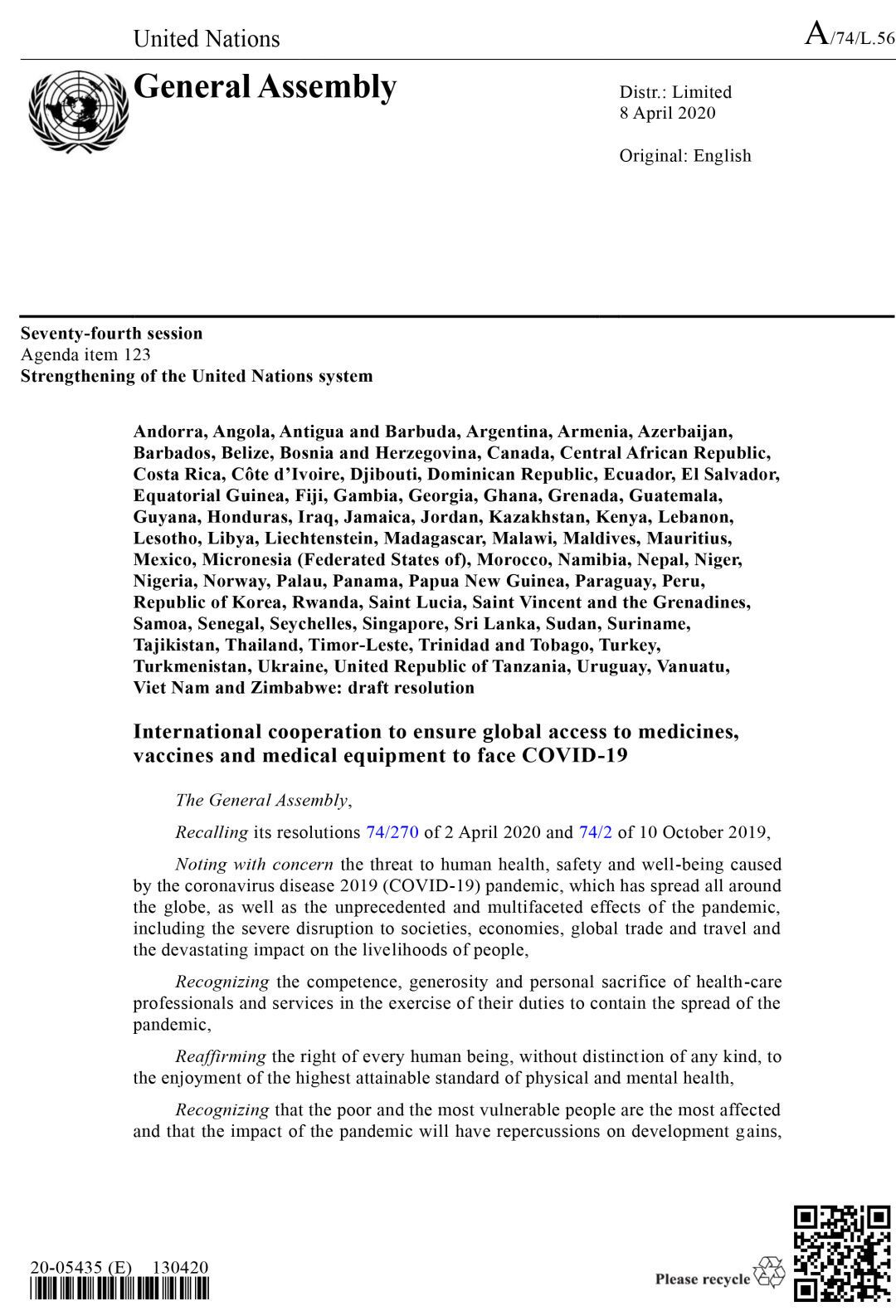 Генасамблея ООН ухвалила резолюцію про COVID-19: Україна серед авторів