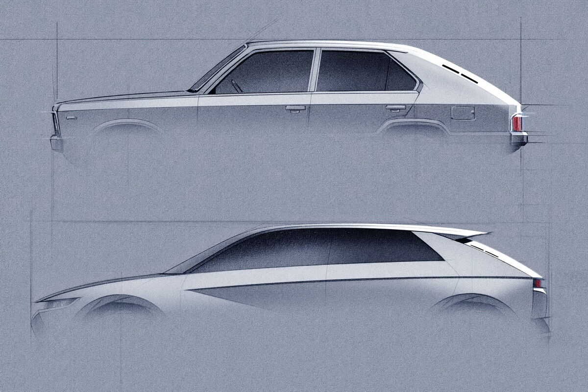 Концепт 45 EV создан по мотивам хэтчбека Hyundai Pony (1975-1994) – первой собственной разработки компании
