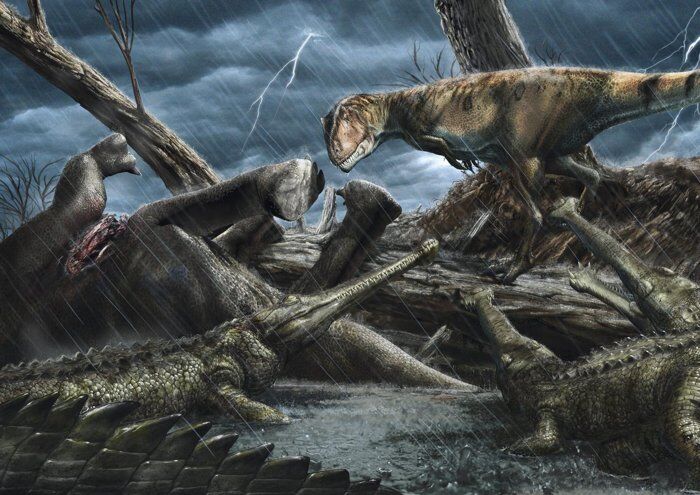 Иллюстрация с динозаврами