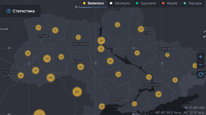 Карта поширення коронавірусу у світі (оновлені дані)