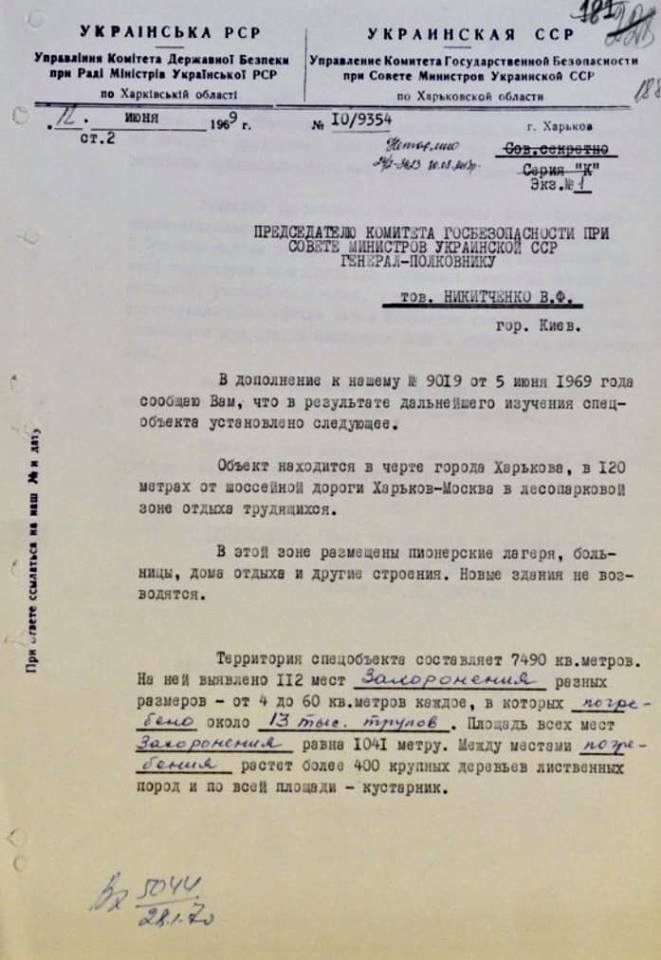 Розчиняли останки їдким лугом: як КДБ намагався замести сліди масових розстрілів у Харкові. Документи