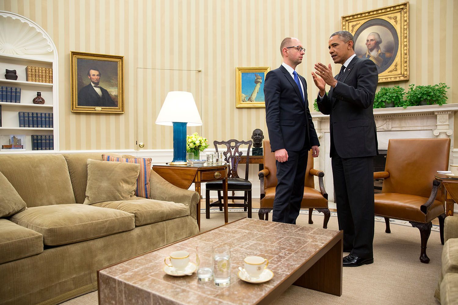 Арсений Яценюк и Барак Обама, 2014 год