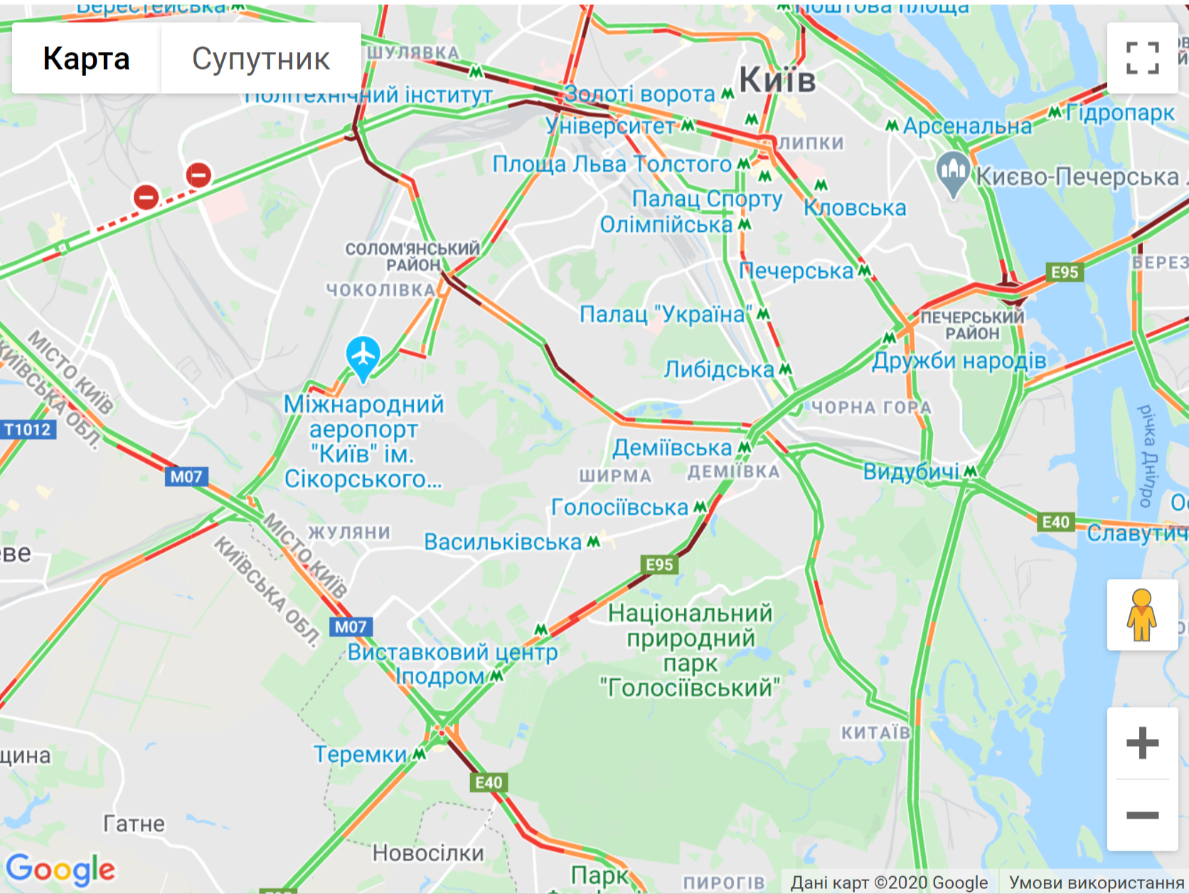 Карта пробок в Киеве 21 мая