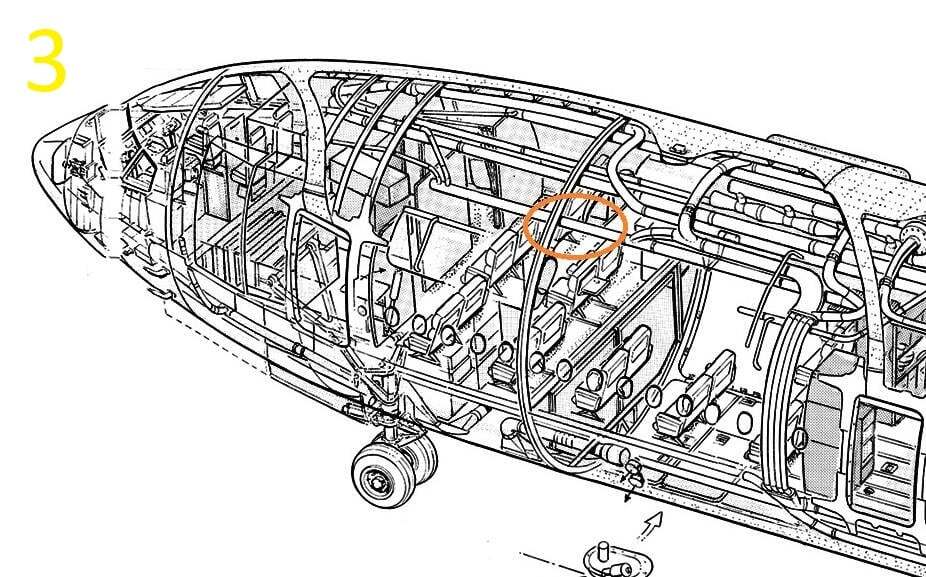 Розташування повітропроіду в салоні літака