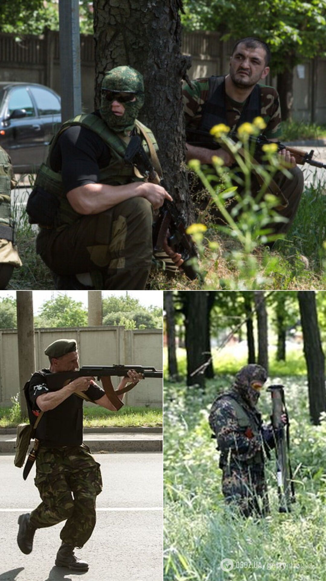Російські військові з місцевими бойовиками біля донецького аеропорту 26 травня 2014 року