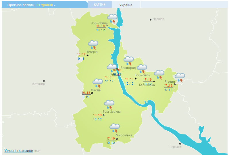Погода в Києві на 31 травня