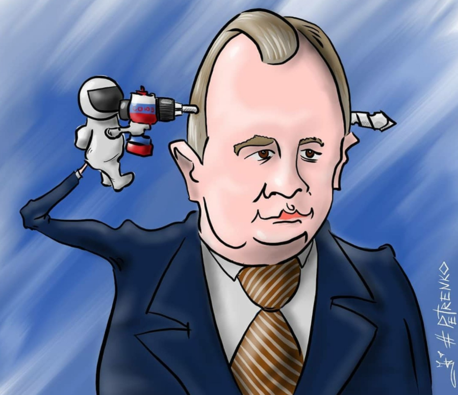 Карикатура Андрія Петренка: "Рогозін – через батут у космос"