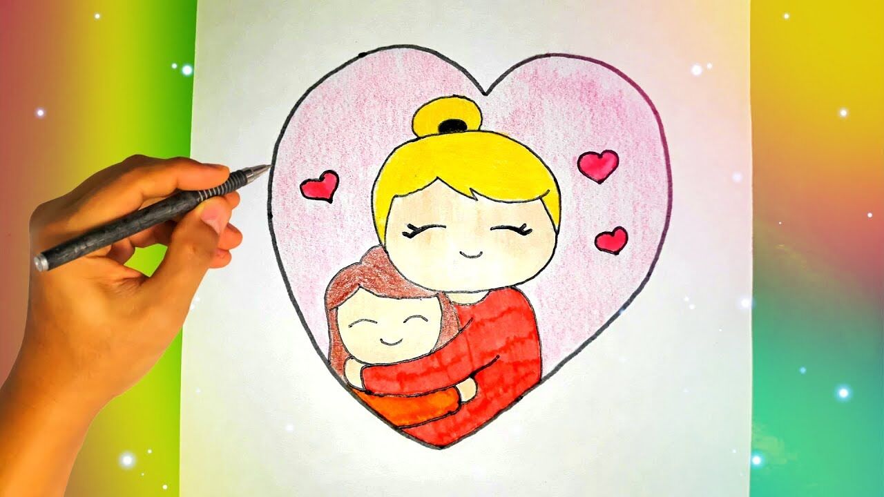 Нарисовать маму папу и дочку