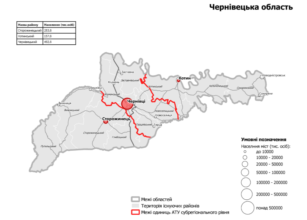 Проект карты будущих районов Буковины