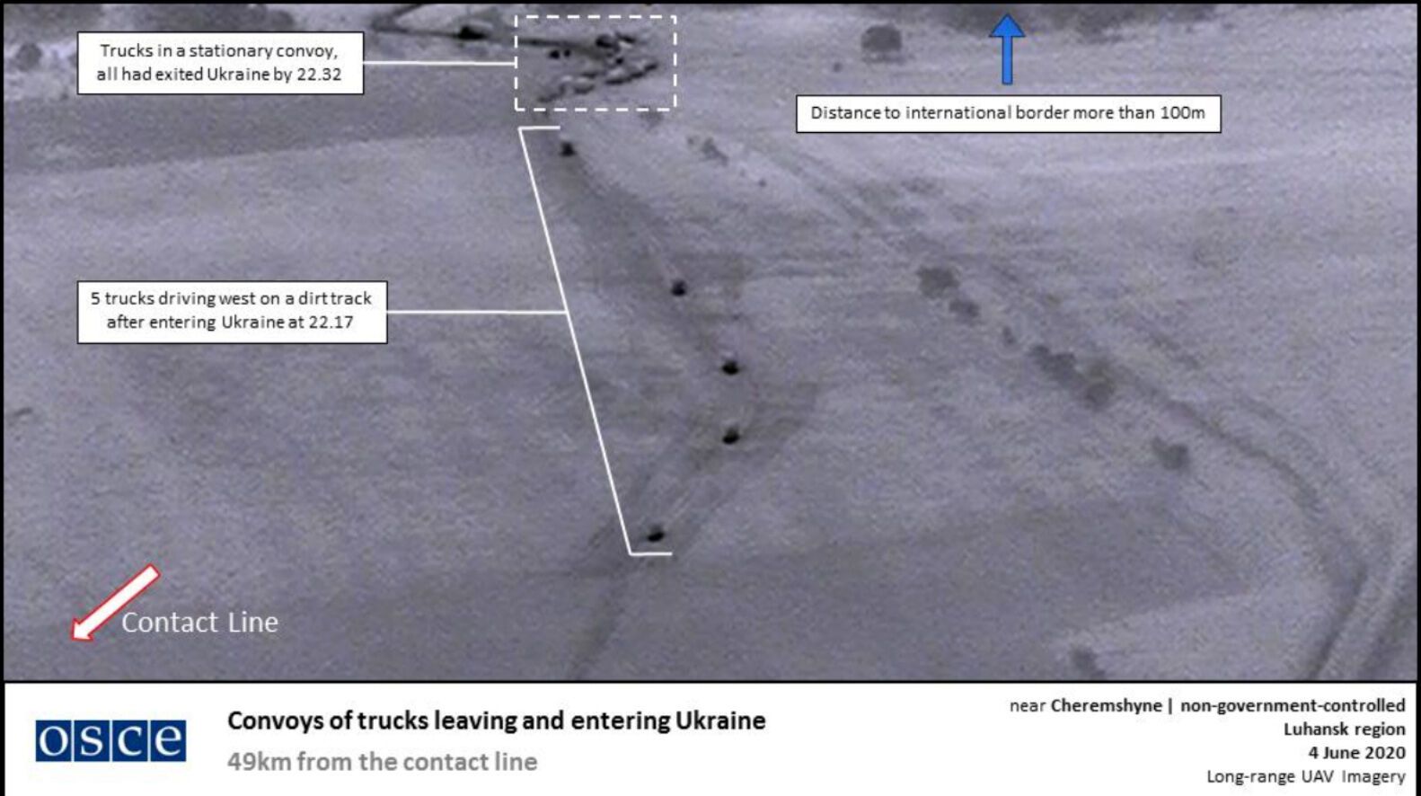 Знімки з БПЛА, що підтверджують перекидання російської військової техніки до Луганська