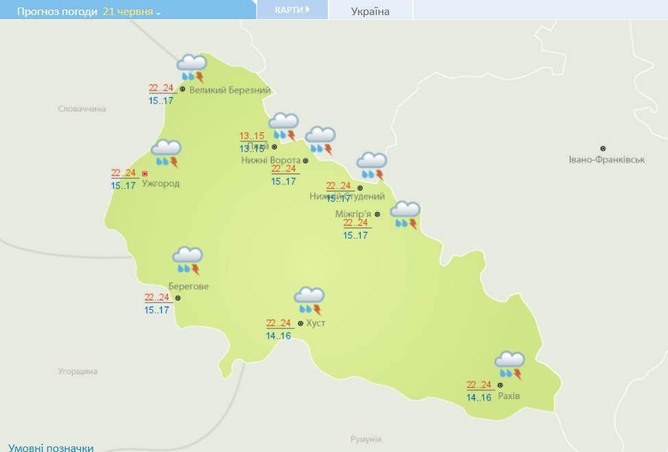 Погода на Закарпатті