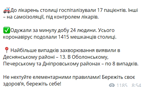 Пост Кличка про ситуацію з коронавірусом у Києві