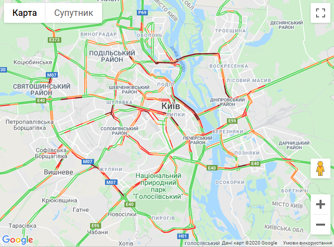 Пробки в Киеве 25 июня