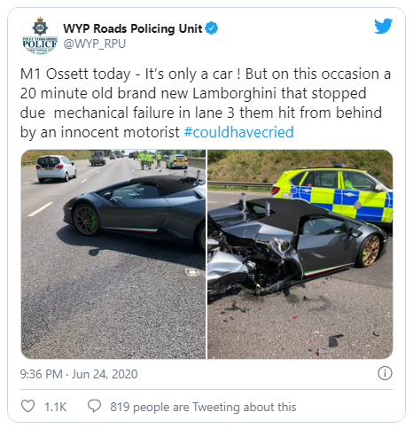 Lamborghini Huracan Performante уничтожили через 20 минут после покупки.