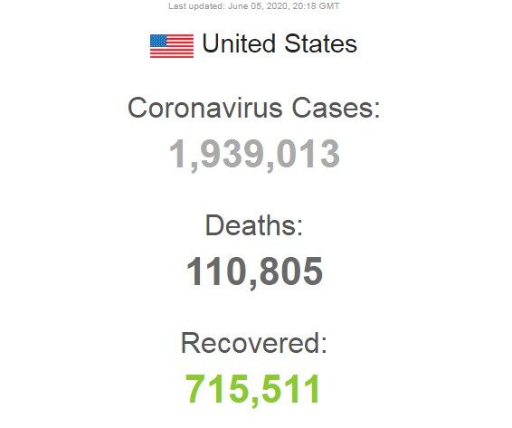 Дані щодо коронавірусу у США станом на 5 червня