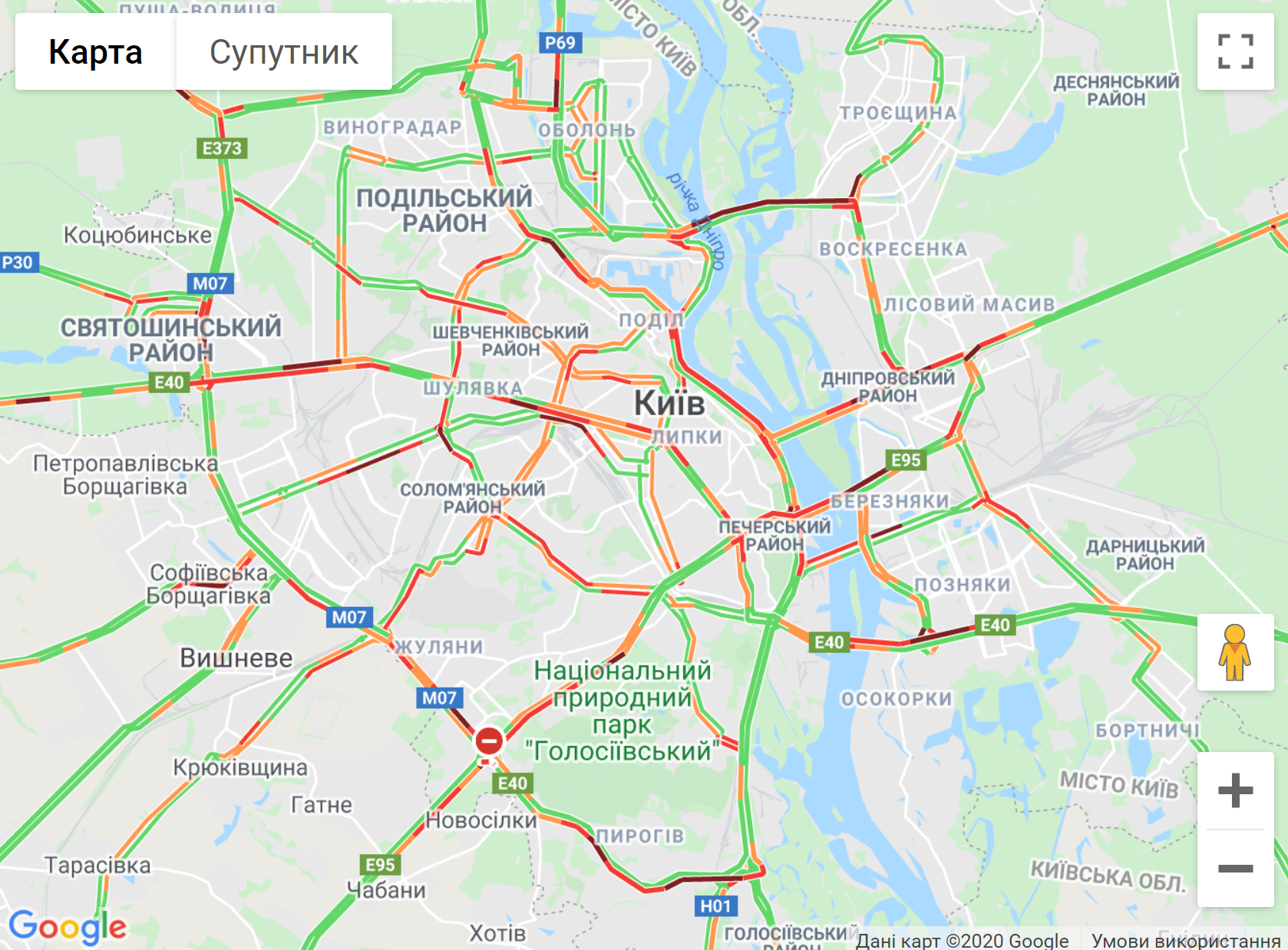 Затори у Києві 9 червня