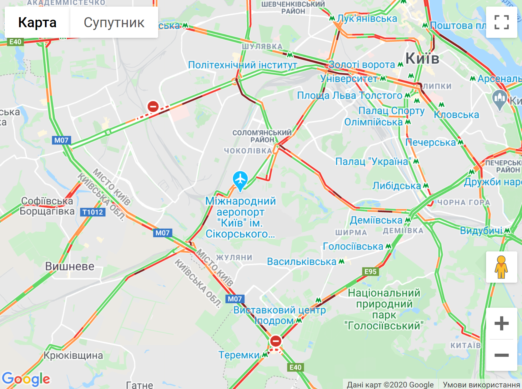 Затори у Києві 9 червня