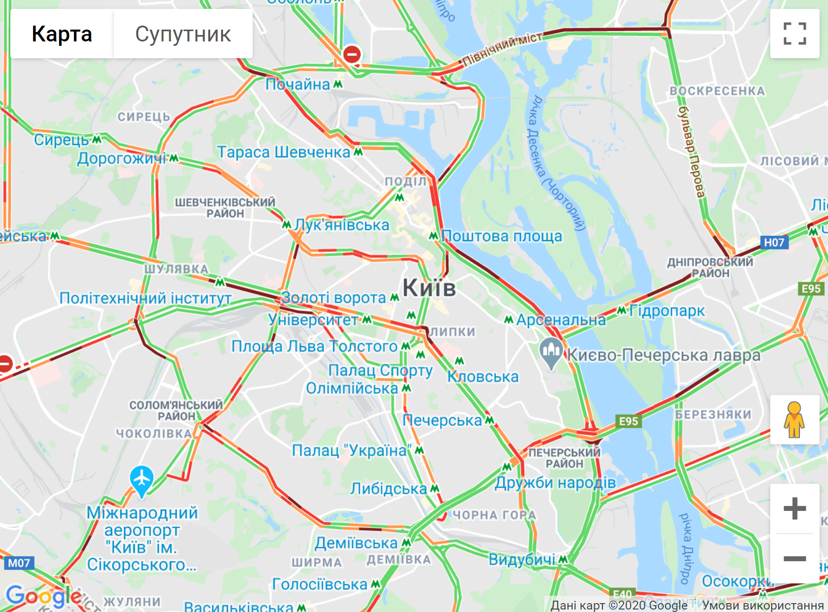 Затори у Києві 9 червня