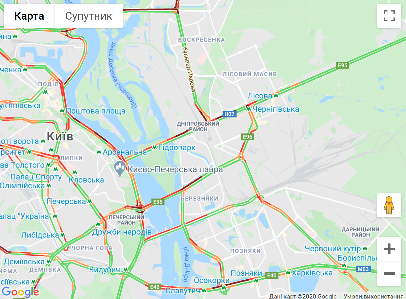 Затори у Києві 9 червня