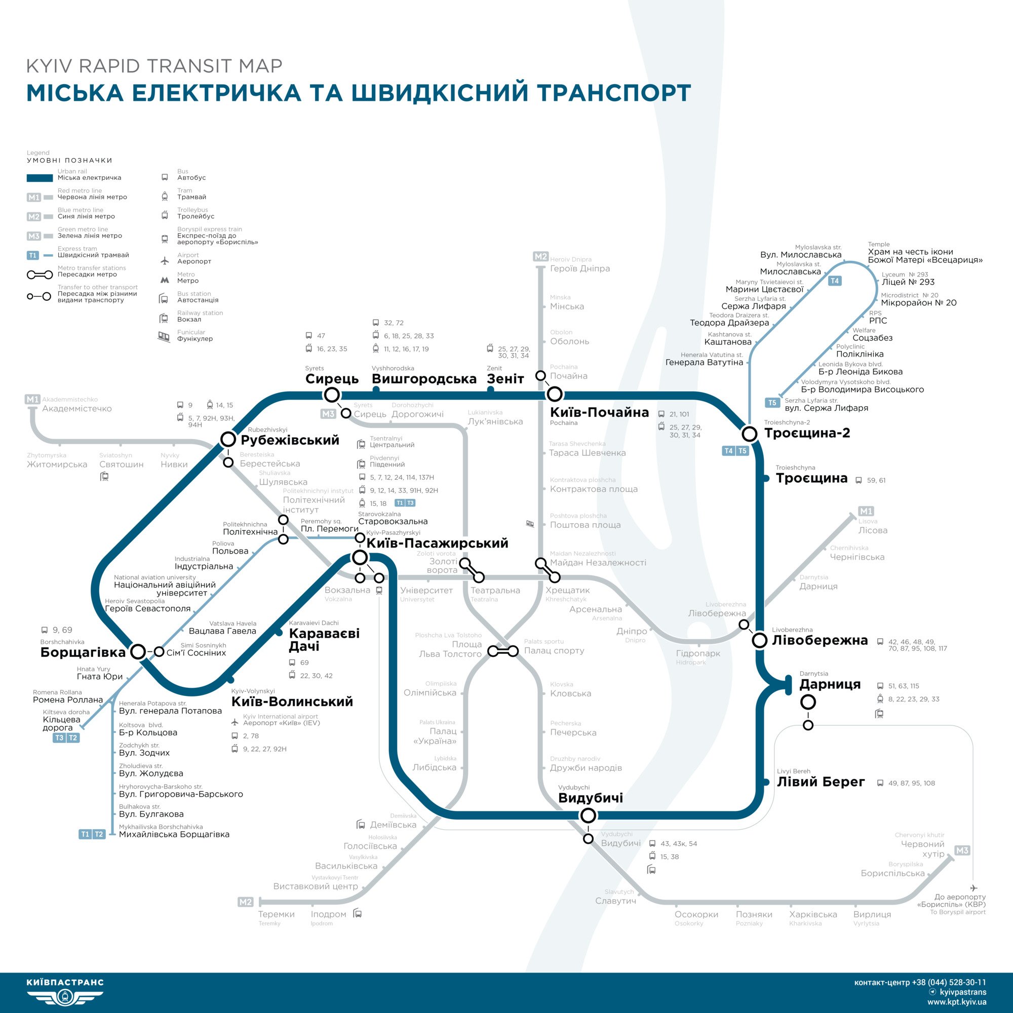 Схема курсирования городской электрички в Киеве