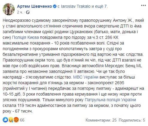 Facebook Артема Шевченка