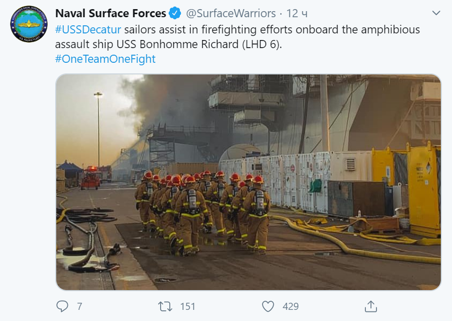 Пост Naval Surface Forces в Twitter
