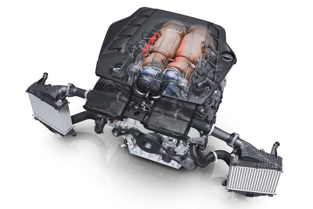 Новый 4-литровый бензиновый турбомотор V8 TFSI. Фото: