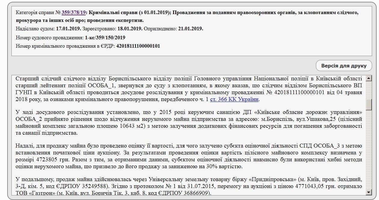 Постановление Бориспольского горрайонного суда Киевской области