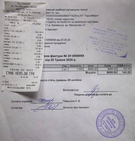 Квитанции и чеки на лечение Людмилы Дяченко от COVID-19