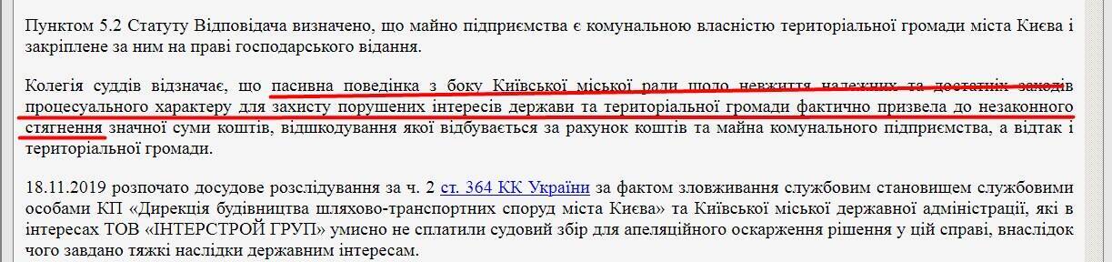 Колегія суддів зазначила пасивну поведінку Київради, яке фактично призвело до незаконного стягнення коштів